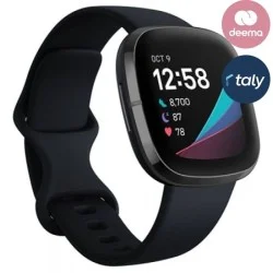 Fitbit Watch Versa 3 Fitness Aluminum Wristband With Heart Rate Tracket - Black/Black